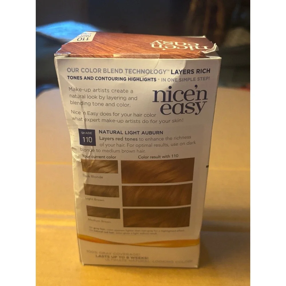 Clairol Nice'N Easy ColorBlend Permanent Color Natural Light Auburn # 110.
